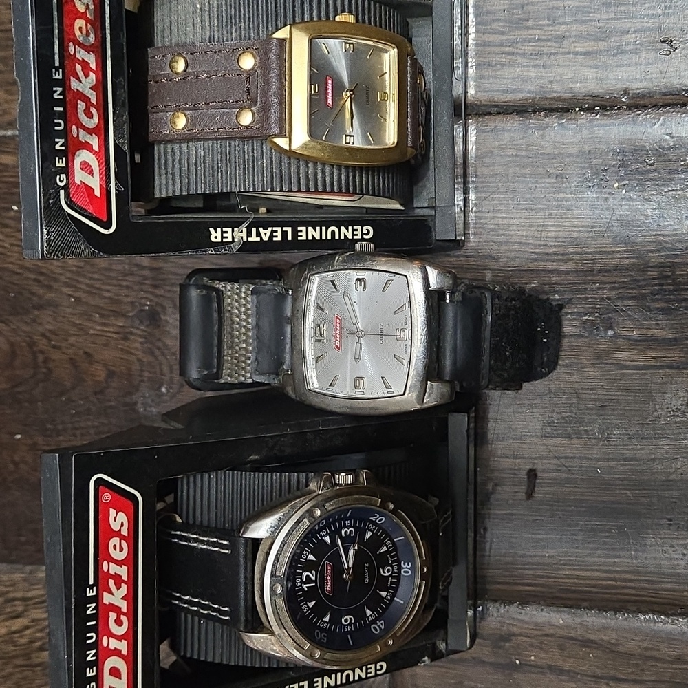 Vintage Rare Dickies Black,Brown and Blue Leather Watches